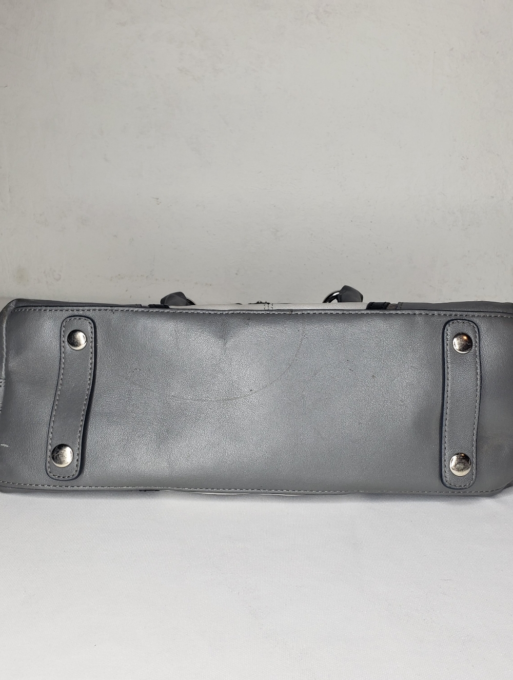 Coach Ashley Gray Leather Satchel Bag - Two-Tone Gray - Picture 11 of 16